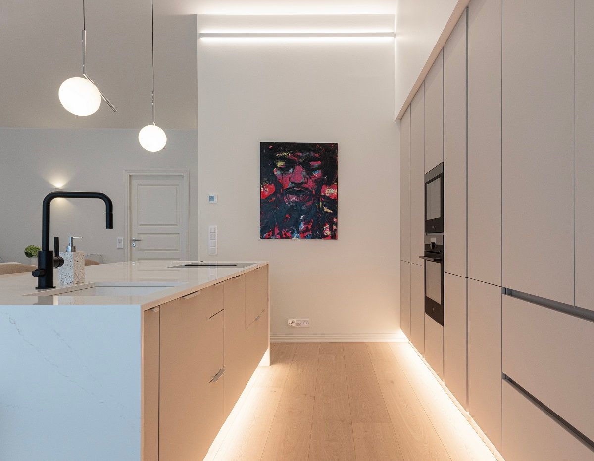 Skirting lighting with led strip.
